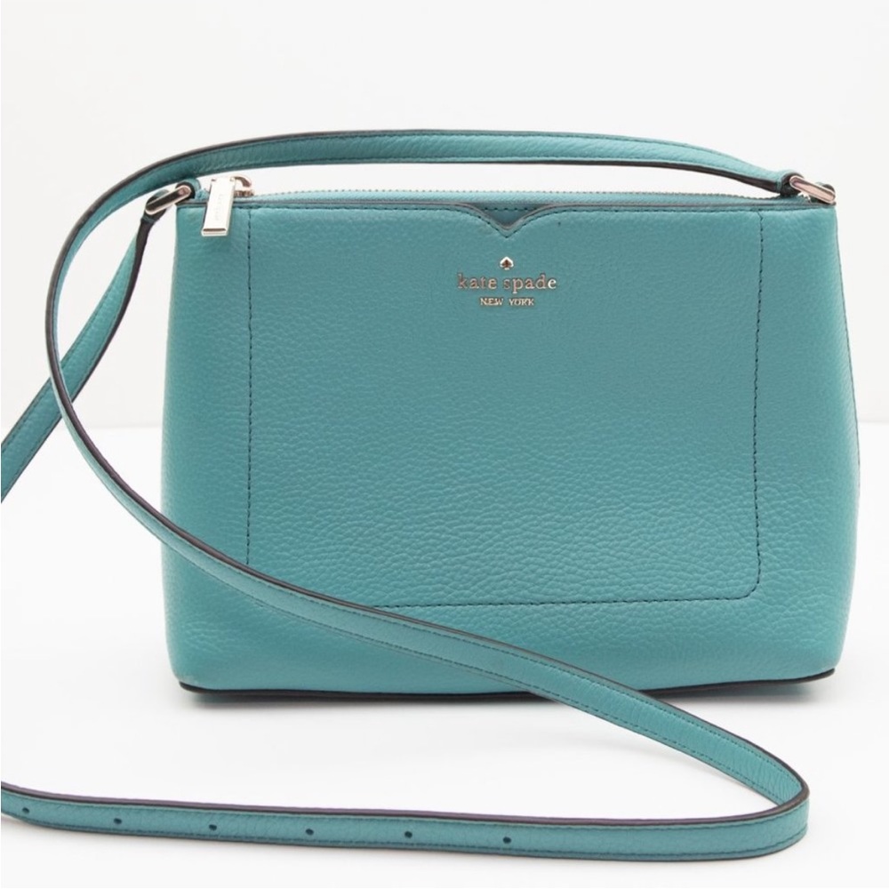 Kate Spade Harlow Crossbody Purse Pebbled Leather Bag Blue